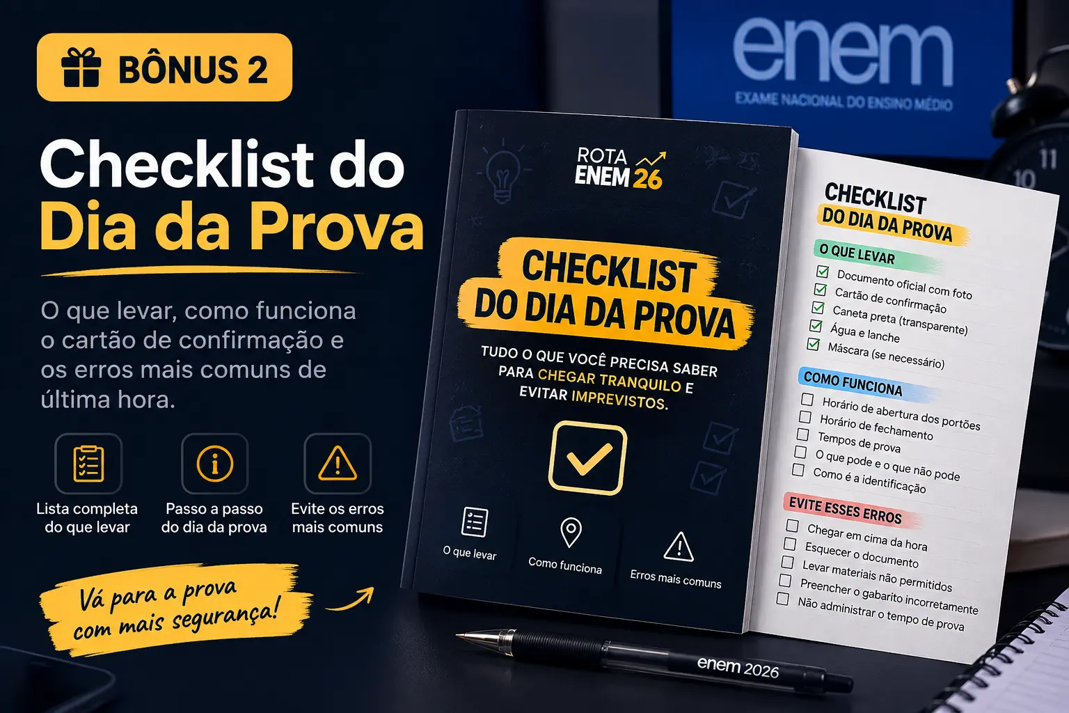 Bonus Checklist do Dia da Prova